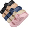 Sandals For Women And Men Pillow Slippers Double Buckle Adjustable Slides EVA Flat Sandals
