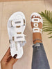 1 Pair Elegant Solid Color Slip-On Sandals, Fashionable Casual Beach/Home Wear For Summer