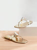 SHUZIA Ladie's Sleek Elegant Gold Metallic Faux Leather Gemstone Embellished Square Toe Flat Sandal Slides,Comfort Spring Summer Chic Holiday Beach Shoes