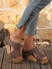 Women's Plus Size Wide Fit Wedge Mules, Extra Wide Width, Faux Leather Open Toe Slides, Studded Cutout, Non-Slip Heel For Summer Daily